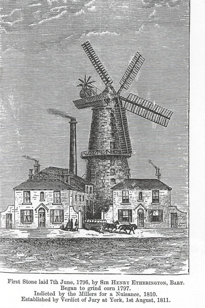 print of flour mill in Hull, England